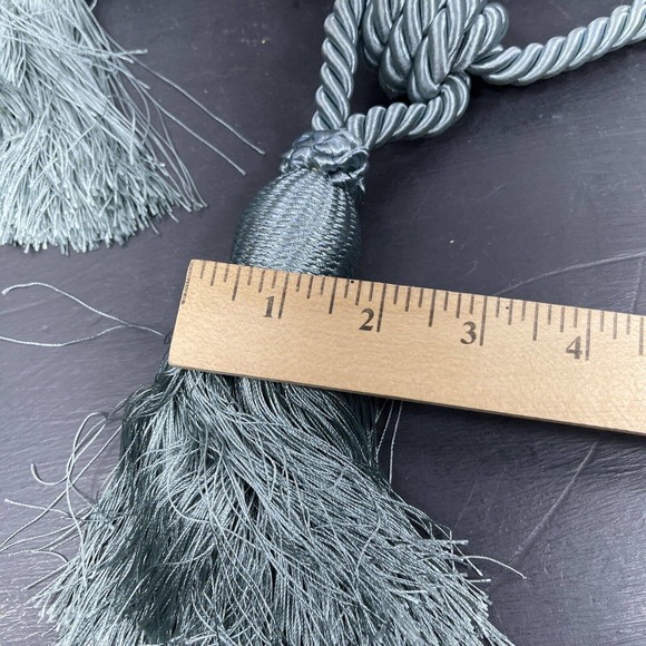 Vintage 4 Large Aqua Blue Twisted Rope Curtain Tie Backs Tassels 20 Inch - Picture 5 of 7